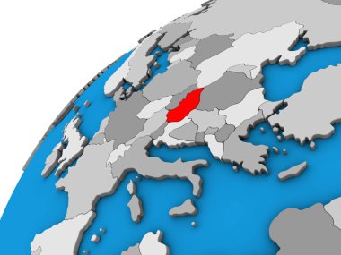 Macaristan 3d dünya üzerinde. 3D çizim.