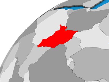 Güney Sudan 3d dünya üzerinde. 3D çizim.