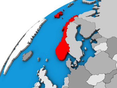 Norveç 3d dünya üzerinde. 3D çizim.