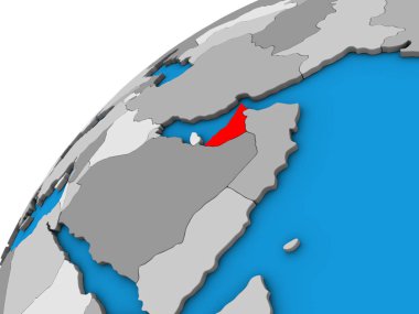 Birleşik Arap Emirlikleri 3d dünya üzerinde. 3D çizim.