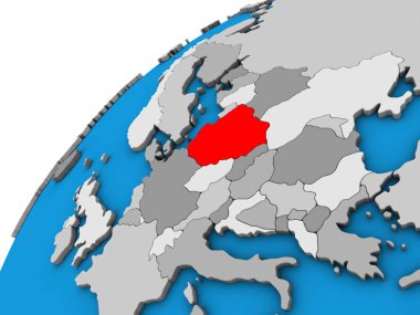 Polonya 3d dünya üzerinde. 3D çizim.