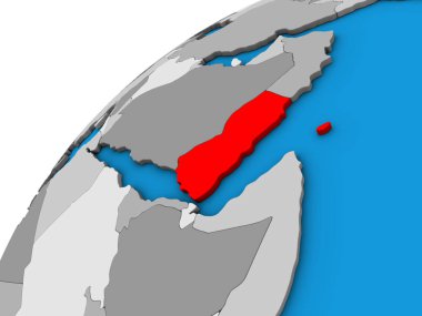 Yemen 3 boyutlu kürede. 3B illüstrasyon.