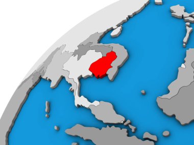 Kamboçya 3d dünya üzerinde. 3D çizim.