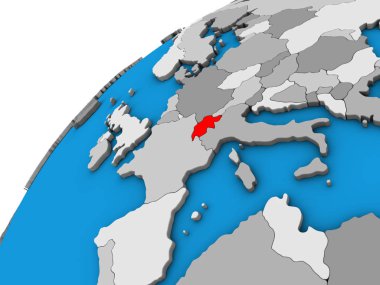 İsviçre 3d dünya üzerinde. 3D çizim.