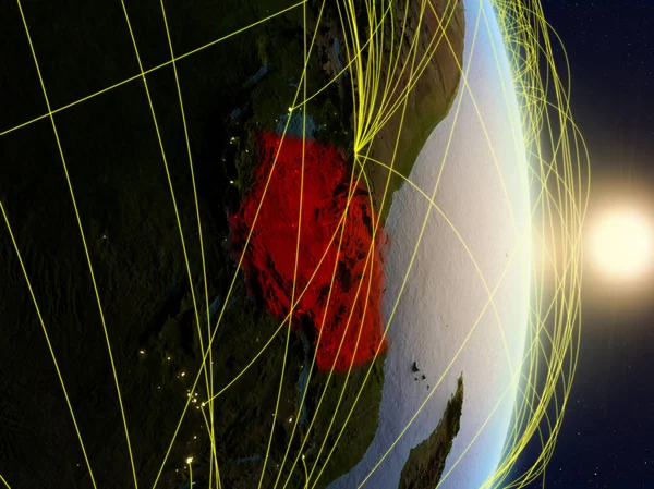 Танзанія Сході Сонця Планеті Планеті Земля Мережею Концепція Підключення Відрядних — стокове фото