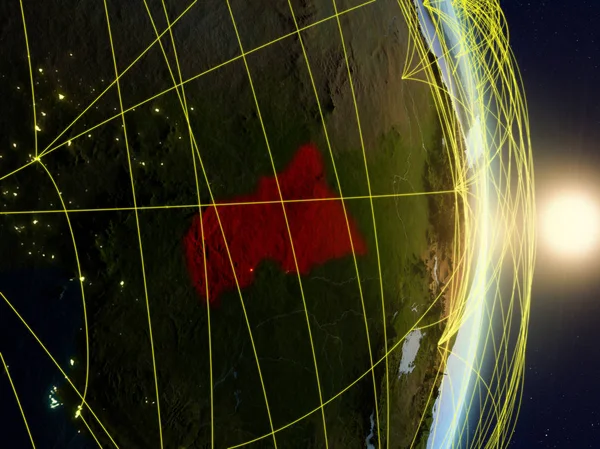 Центральна Африка Сході Сонця Планеті Планеті Земля Мережею Концепція Підключення — стокове фото