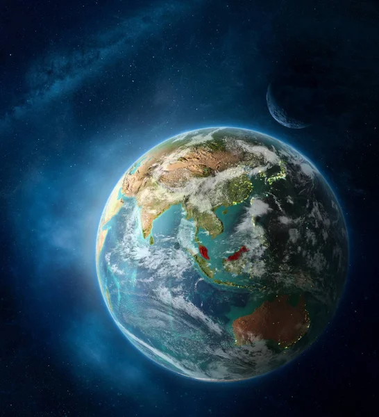 Малайзія Від Місця Землі Оточені Космічним Місяцем Чумацький Шлях Детальний — стокове фото