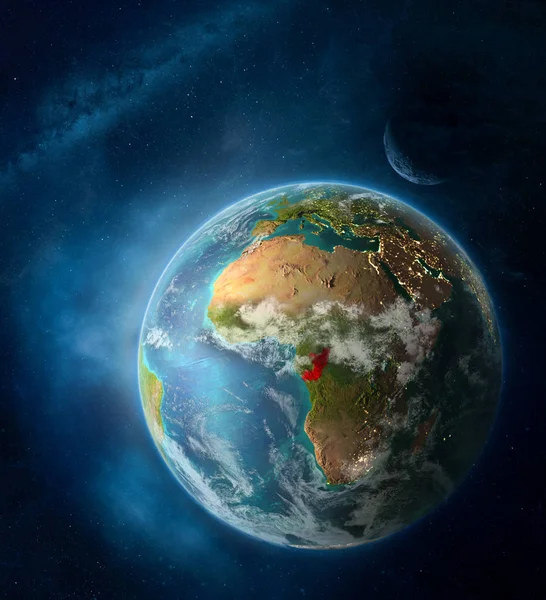 Congo Desde Espacio Tierra Rodeado Por Espacio Con Luna Vía — Foto de Stock
