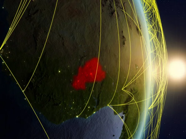 Буркіна Фасо Схід Сонця Планеті Планеті Земля Мережею Концепція Підключення — стокове фото