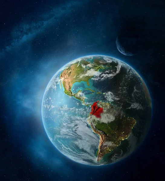 Колумбия Космоса Земле Окружении Космоса Луной Млечным Путем Детальная Поверхность — стоковое фото