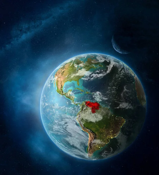 Венесуэла Космоса Земле Окружении Космоса Луной Млечным Путем Детальная Поверхность — стоковое фото