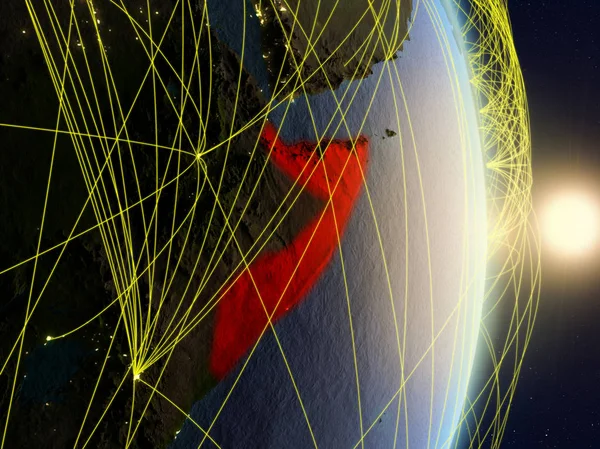 Сомалі Схід Сонця Планеті Планеті Земля Мережею Концепція Підключення Відрядних — стокове фото