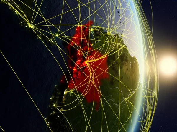 Колумбія Сході Сонця Планеті Планеті Земля Мережею Концепція Підключення Відрядних — стокове фото