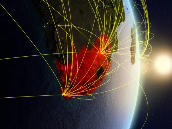 Південна Африка Схід Сонця Планеті Планеті Земля Мережею Концепція Підключення — стокове фото
