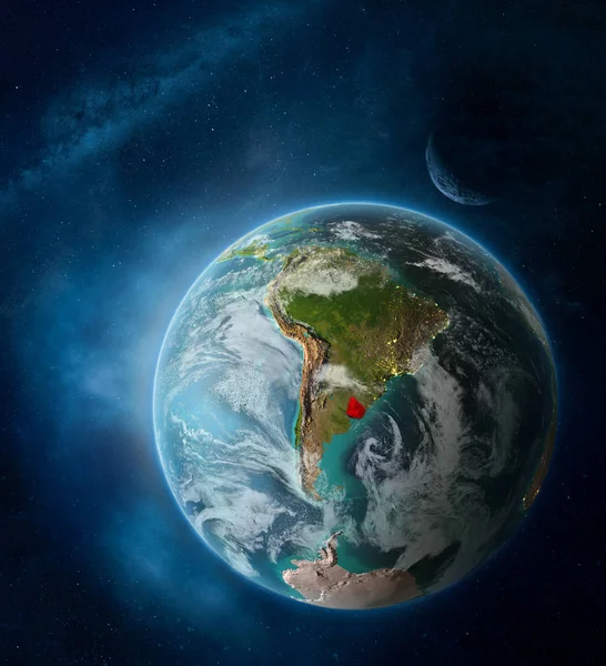 Uruguay Vesmíru Zemi Uprostřed Prostoru Měsícem Mléčné Dráhy Podrobné Planety — Stock fotografie