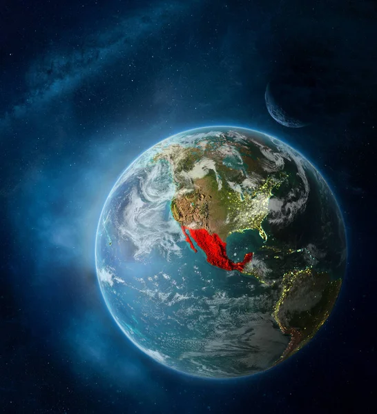 Мексики Місця Землі Оточені Космічним Місяцем Чумацький Шлях Детальний Планети — стокове фото