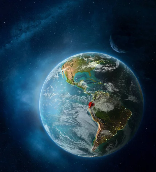 Эквадор Космоса Земле Окружении Космоса Луной Млечным Путем Детальная Поверхность — стоковое фото