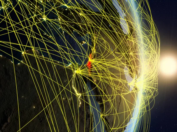 Israel Nascer Sol Planeta Terra Com Rede Conceito Conectividade Viagens — Fotografia de Stock