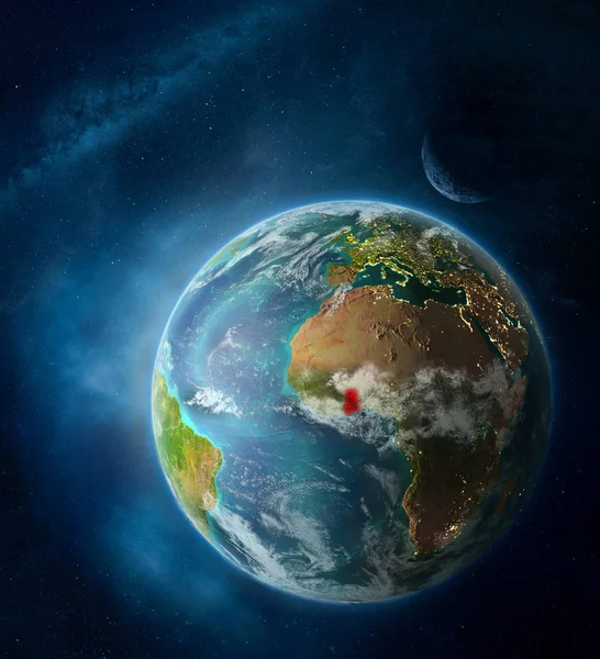 Ghana Desde Espacio Tierra Rodeada Espacio Con Luna Vía Láctea — Foto de Stock