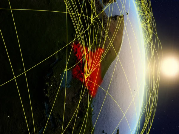 Кенія Сході Сонця Планеті Планеті Земля Мережею Концепція Підключення Відрядних — стокове фото