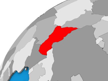 Orta Afrika 3d dünya üzerinde. 3D çizim.