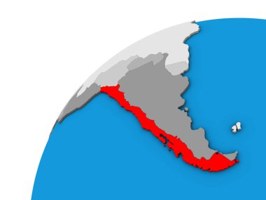 Şili 3d dünya üzerinde. 3D çizim.