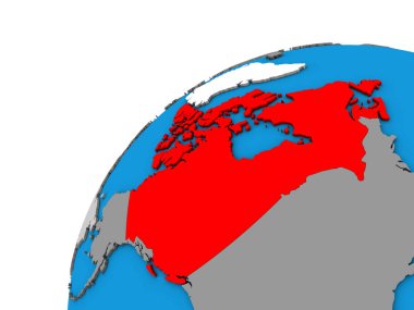 3 boyutlu dünyada Kanada. 3B illüstrasyon.