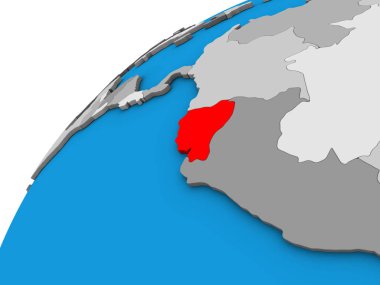 Ekvador 3d dünya üzerinde. 3D çizim.