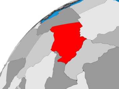 Chad 3d dünya üzerinde. 3D çizim.