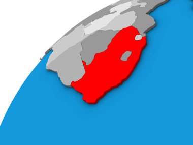 Güney Afrika 3d dünya üzerinde. 3D çizim.