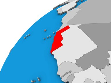 Batı Sahra, 3D Dünya 'da. 3B illüstrasyon.
