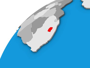 Üç boyutlu kürede Lesotho. 3B illüstrasyon.