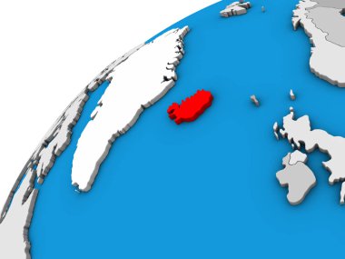 İzlanda 3d dünya üzerinde. 3D çizim.