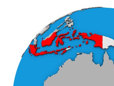 Endonezya 3d dünya üzerinde. 3D çizim.