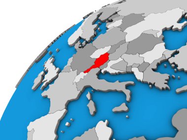 Avusturya 3d dünya üzerinde. 3D çizim.