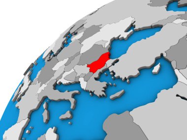 Bulgaristan 3d dünya üzerinde. 3D çizim.