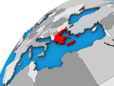 Yunanistan 3d dünya üzerinde. 3D çizim.