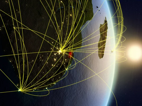 Eswatini Wschód Słońca Planecie Ziemi Sieci Koncepcja Łączności Transportu Komunikacji — Zdjęcie stockowe
