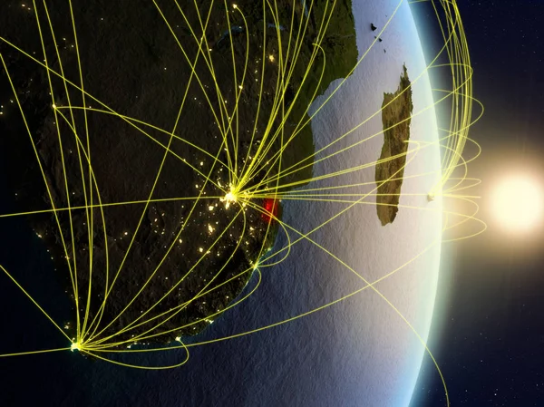 Eswatini Сході Сонця Планеті Планеті Земля Мережею Концепція Підключення Відрядних — стокове фото