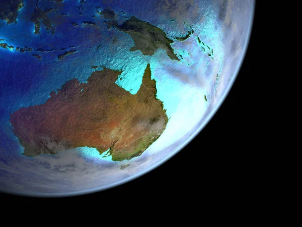 Australia from space on planet Earth. 3D illustration. Elements of this image furnished by NASA.