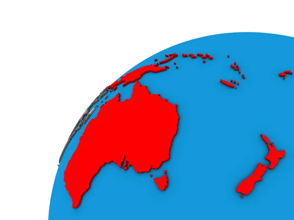 Australia on 3D globe. 3D illustration.