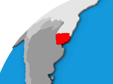 Uruguay 3 boyutlu dünyada. 3B illüstrasyon.