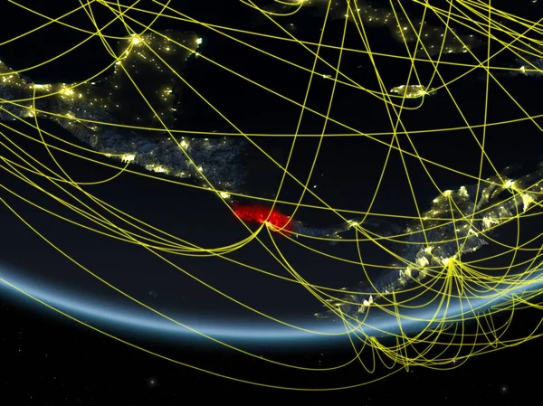 Costa Rica Sur Modèle Planète Terre Nuit Avec Réseau Représentant — Photo