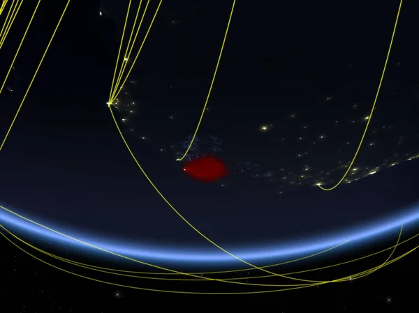 Sierra Leone Model Van Planeet Aarde Night Met Netwerk Reizen — Stockfoto