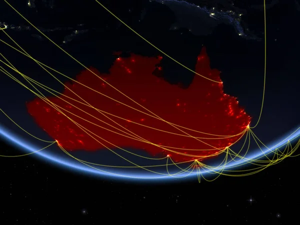 オーストラリア旅行と通信を表すネットワークと夜の惑星地球のモデル イラスト Nasa から提供されたこのイメージの要素 — ストック写真