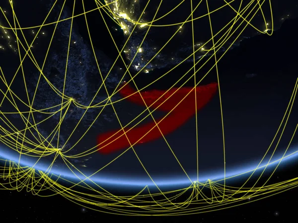 ソマリア旅行と通信を表すネットワークと夜の惑星地球のモデル イラスト Nasa から提供されたこのイメージの要素 — ストック写真