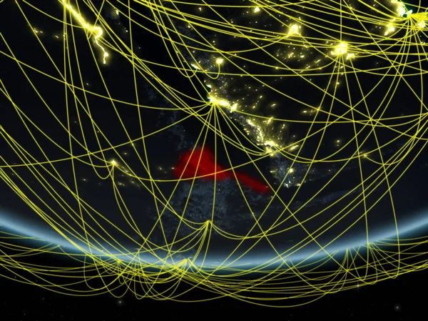 Érythrée Sur Modèle Planète Terre Nuit Avec Réseau Représentant Voyage — Photo