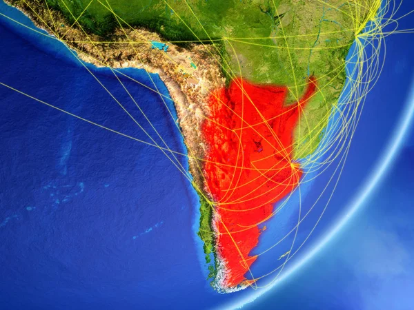 Argentina Model Planety Země Sítě Noci Koncept Nové Technologie Komunikace — Stock fotografie