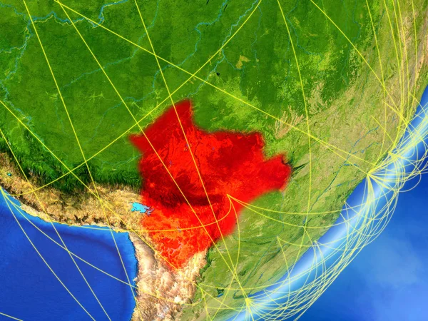 Bolivien Nach Dem Modell Des Planeten Erde Mit Nächtlichem Netzwerk — Stockfoto