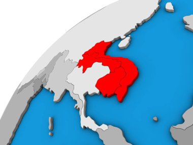 3d dünya üzerinde Indochina. 3D çizim.